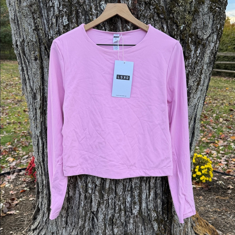 LSKD Staple Long Sleeve Cropped Tee - Bubblegum
